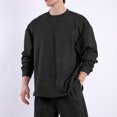 thumbnail image 1 of Mens Sueded Sweatshirts Crewneck Long Sleeve Shirts Casual Solid Color Pullover Side Slit Thermal Warm No Hood Going-Out Work Sweatshirt Tops, 1 of 8