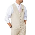 thumbnail image 1 of Mens Suit 2 Piece Slim Fit Suit for Wedding Vest Pants Suit for Wedding Groom Formal Business Beige 5XL, 1 of 6