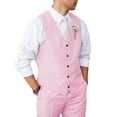 thumbnail image 1 of Mens Suit 2 Piece Slim Fit Suit for Wedding Vest Pants Suit for Wedding Groom Formal Business Pink XXL, 1 of 6