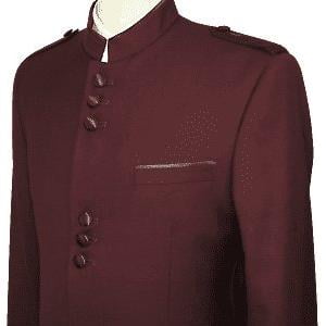 Mens Suit  Apollo King Banded Collarless Chinese Mandarin Wide Leg AG96 Burgundy