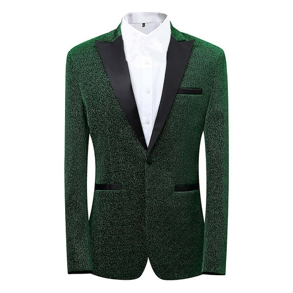 Mens Suit Blazer Slim Fit Tuxedo Suits Jacket Sequin Performance Ceremonial Dress Party Coat for Wedding Prom Dinner