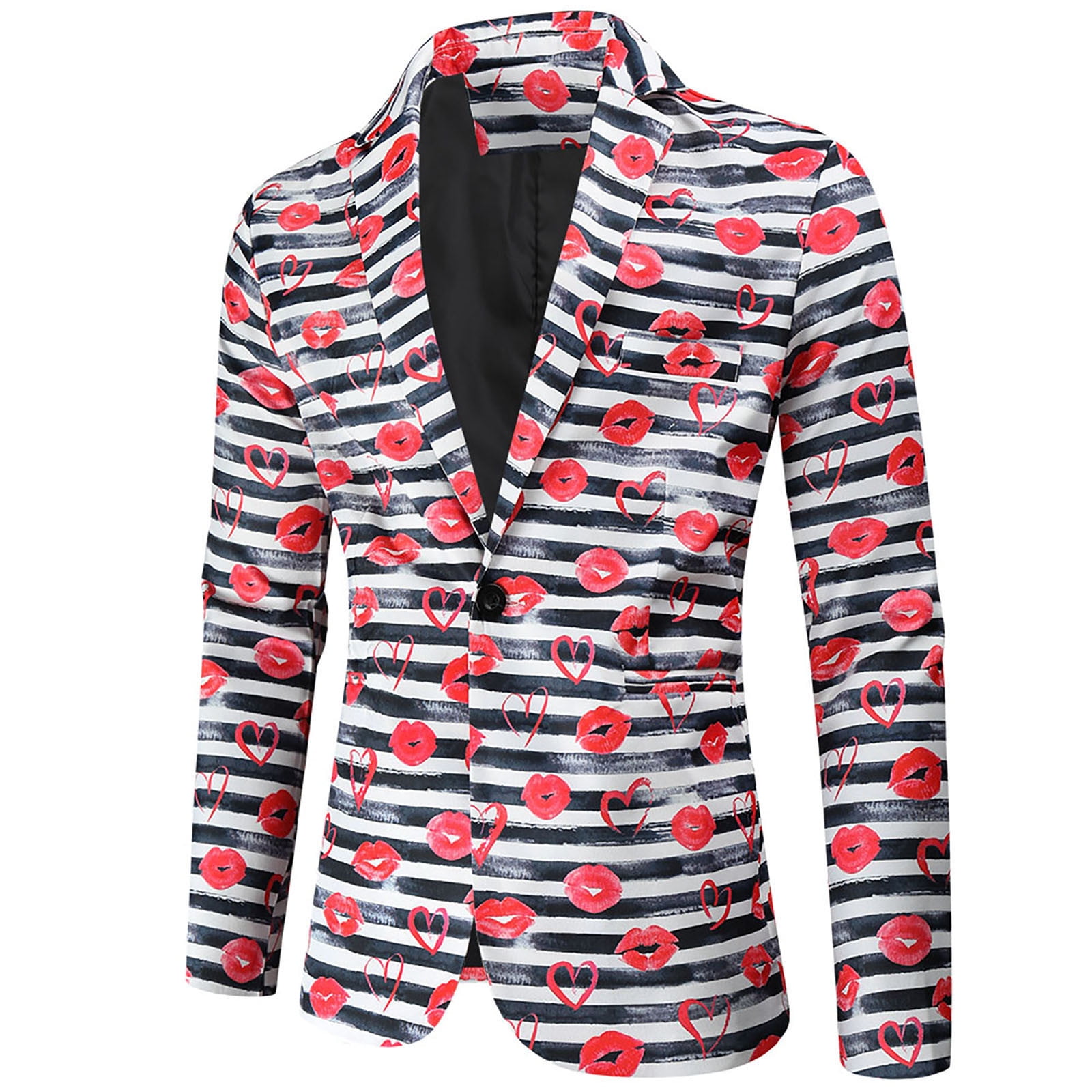 Mens Suit Coats Blazer Performance Dress Jackets Valentine's Day Print
