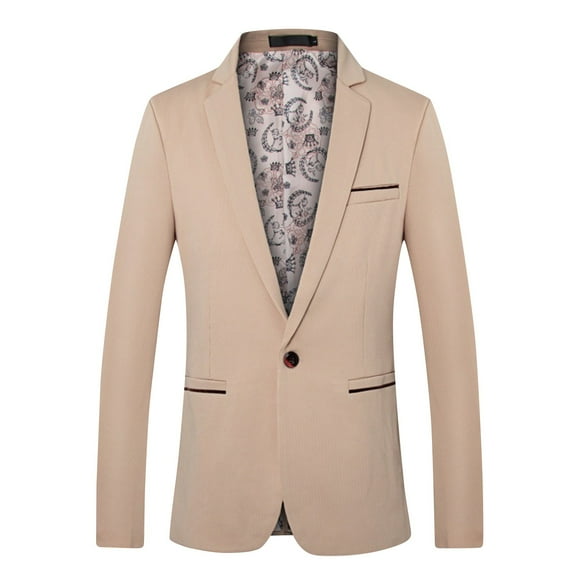 Mens Suit Jacket Fit Sport Coat 1 Button Notched Lapel Casual Fashion Dress Blazer Men's Fashionable Casual Long Sleeved Lapel Suit Jacket Blazer for Men