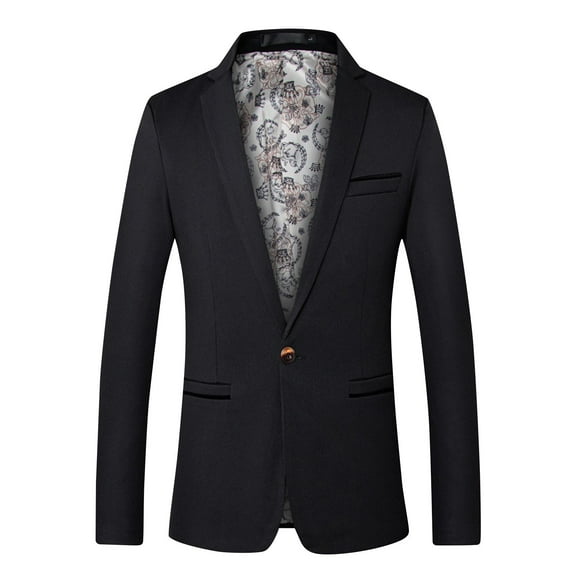 Mens Suit Jacket Fit Sport Coat 1 Button Notched Lapel Casual Fashion Dress Blazer Men's Fashionable Casual Long Sleeved Lapel Suit Jacket Blazer for Men