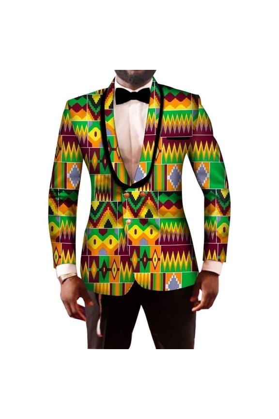 Mens Suit Jacket Floral Printed Two Button Casual Blazer Coat