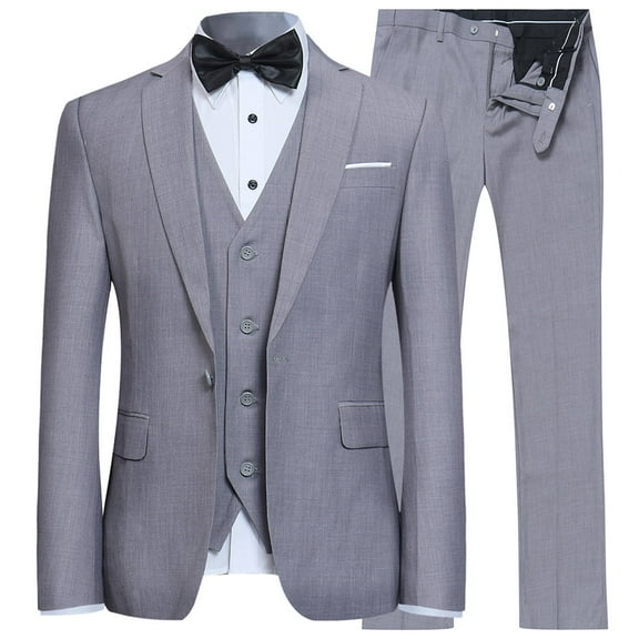 Mens Suit Light Large 3 Piece Slim Fit One Button L