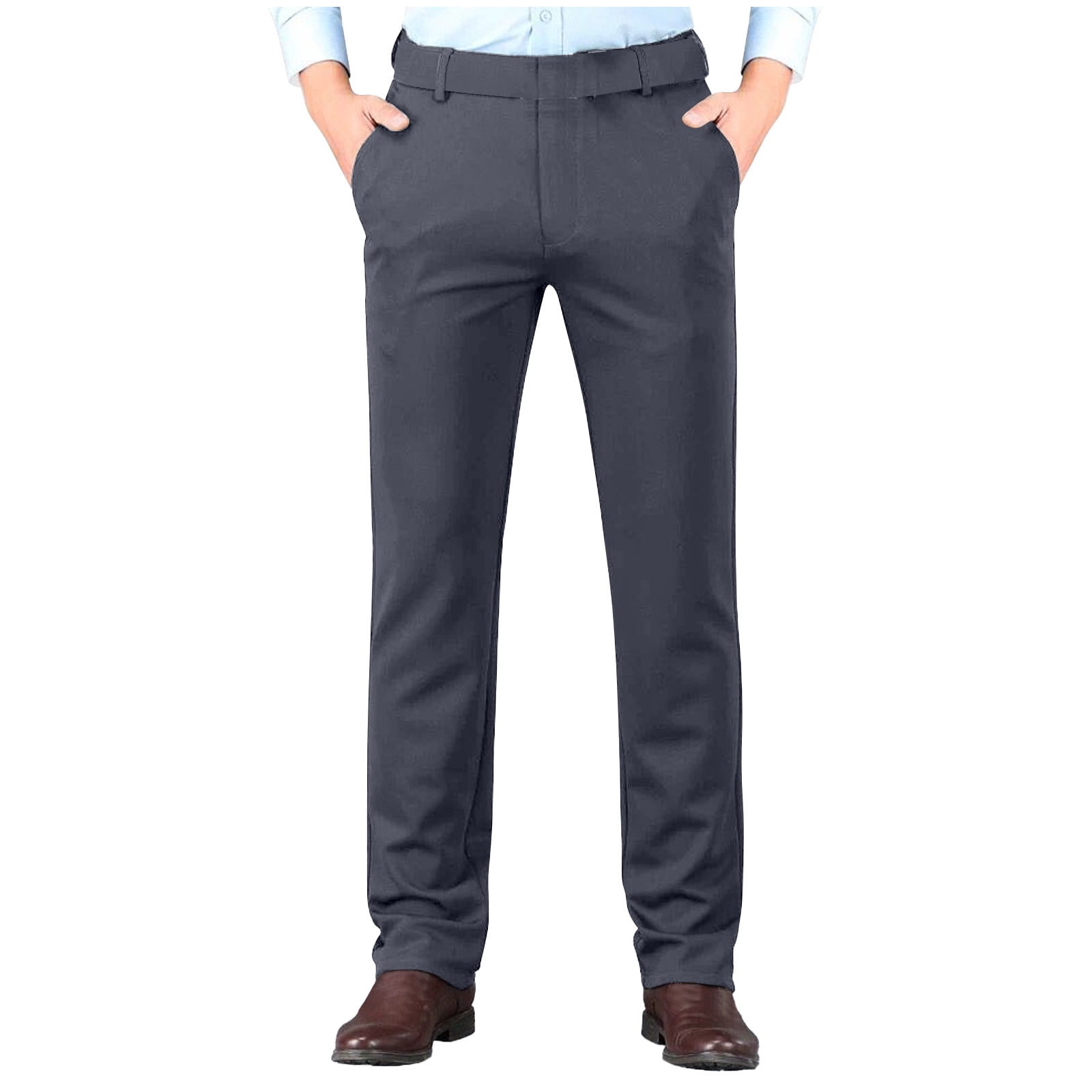 boot cut dress pants men's Mens Suit Pants, Men's Bootcut Dress Pants Business Casual Work Pants with Pockets High Waist Stretchy Trousers Pull On Office Slacks 29-40