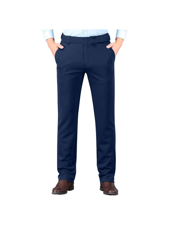 Mens Suit Pants, Men's Bootcut Dress Pants Business Casual Work Pants with Pockets High Waist Stretchy Trousers Pull On Office Slacks 29-40