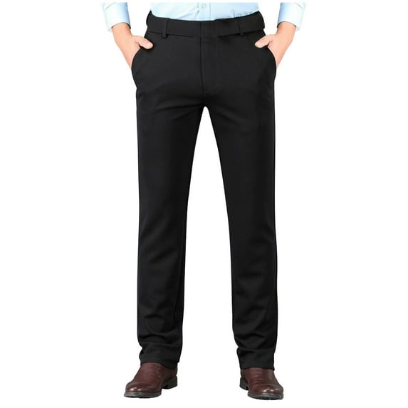 Mens Suit Pants, Men's Bootcut Dress Pants Business Casual Work Pants with Pockets High Waist Stretchy Trousers Pull On Office Slacks 29-40
