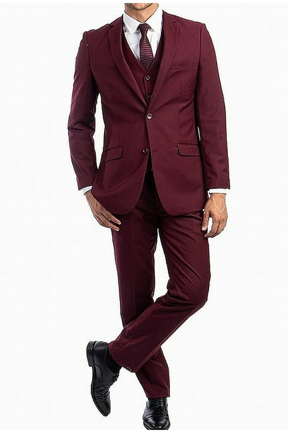 Mens Suit Set Slim Fit Two-Button 3 Piece Wool Blend$550 44