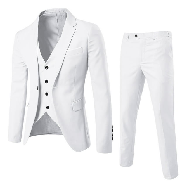 Mens Suit Slim 3 Piece Suit Business Wedding Party Jacket Vest & Pants ...