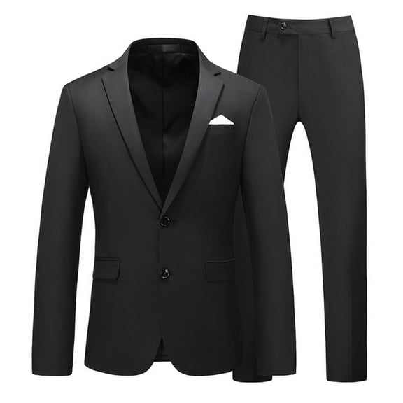 Mens Suit,Slim Fit Two Piece Business Wedding Party Jacket Coat Pants Suit for Formal Occasions,Suits for Men,Black,5XL