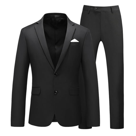 Mens Suit,Slim Fit Two Piece Business Wedding Party Jacket Coat Pants Suit for Formal Occasions,Suits for Men,Black,5XL