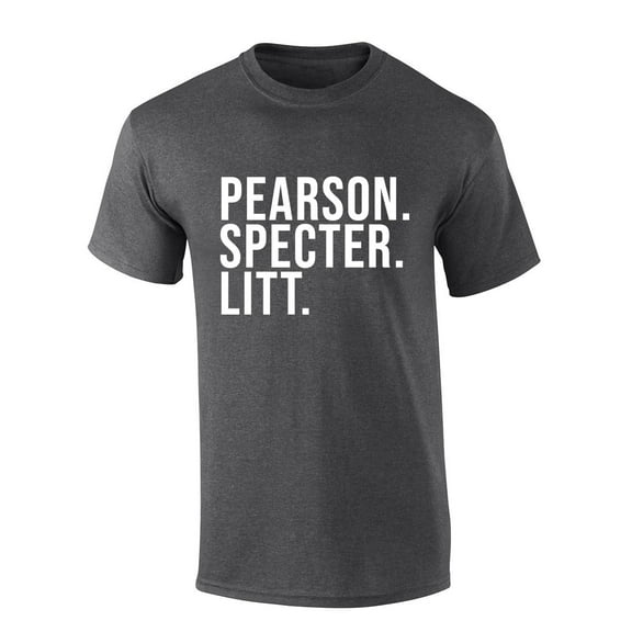 Mens Suit Tshirt Pearson Specter Litt Short Sleeve T-shirt-Heather Grey-medium