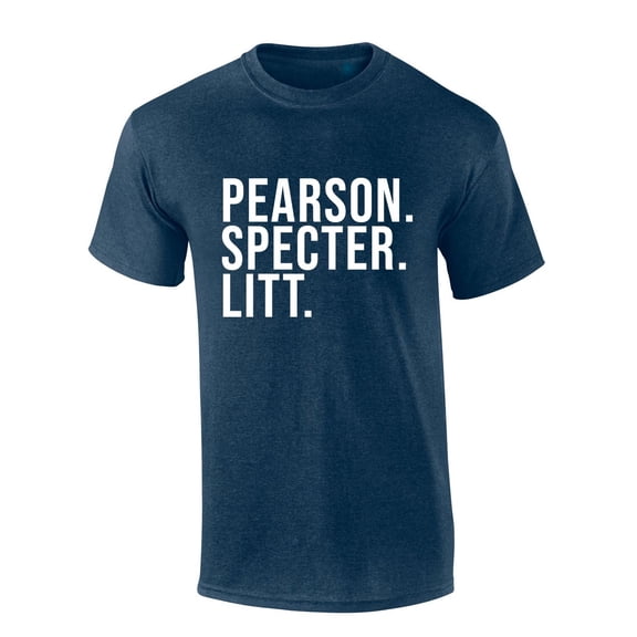 Mens Suit Tshirt Pearson Specter Litt Short Sleeve T-shirt-Heather Navy-5xl