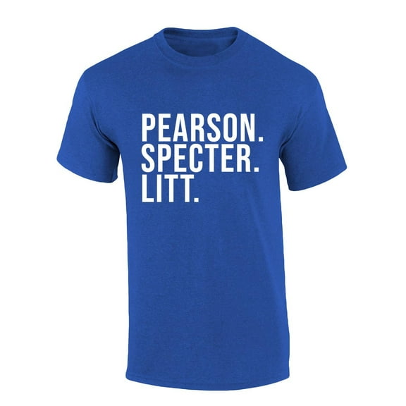 Mens Suit Tshirt Pearson Specter Litt Short Sleeve T-shirt-Heather Royal-large