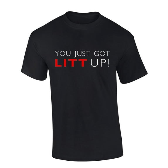 Mens Suit Tshirt You Just Got Litt Up Short Sleeve T-shirt-Black-xxl