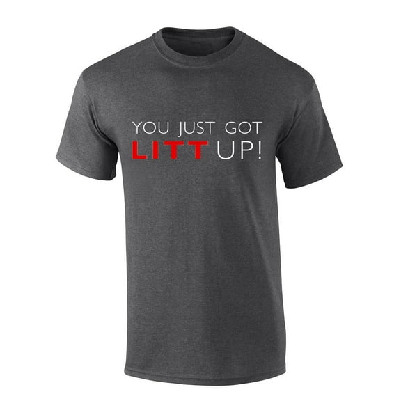 Mens Suit Tshirt You Just Got Litt Up Short Sleeve T-shirt-Heather Grey-small