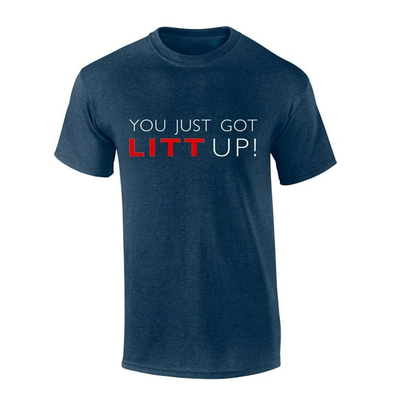 Mens Suit Tshirt You Just Got Litt Up Short Sleeve T-shirt-Heather Navy-xxxl