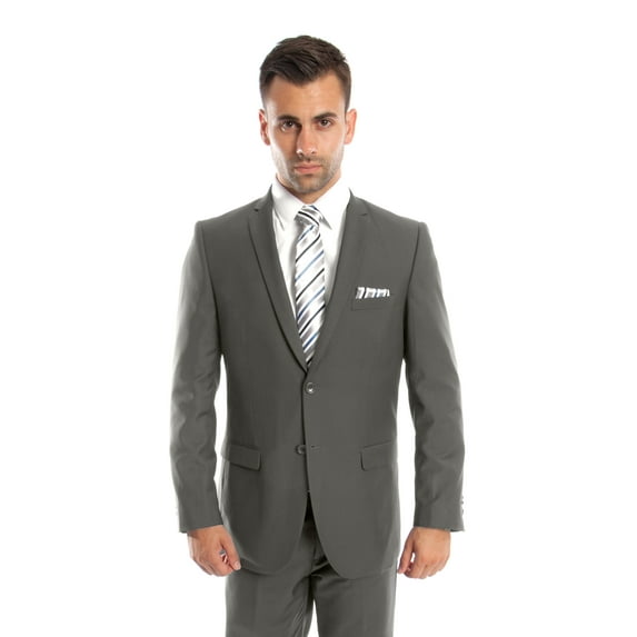 Mens Suit Two Piece Slim Fit Solid Notch Lapel Tuxedo Set