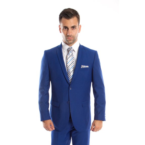 Mens Suit Two Piece Slim Fit Solid Notch Lapel Tuxedo Set