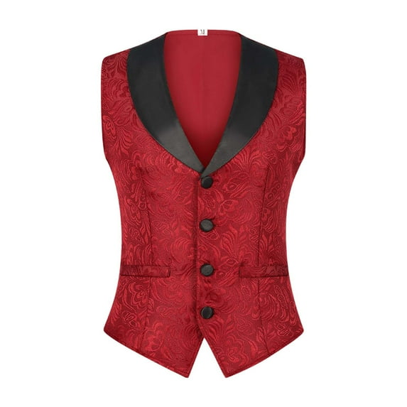 Mens Suit Vest Paisley Floral Victorian Vests Gothic Steampunk Formal Waistcoat Middle Jacquard Vest