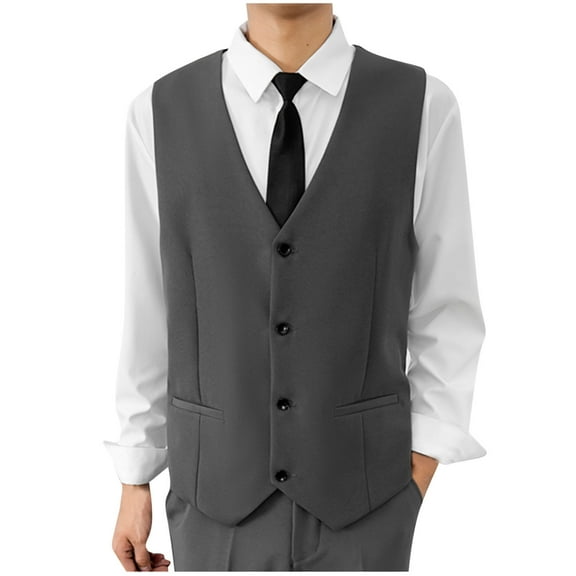 Mens Suit Vest Qiggri Men's Fashion Temperament Sleeveless Lapel Solid Color Pocket Suit Jacket Vest For Men