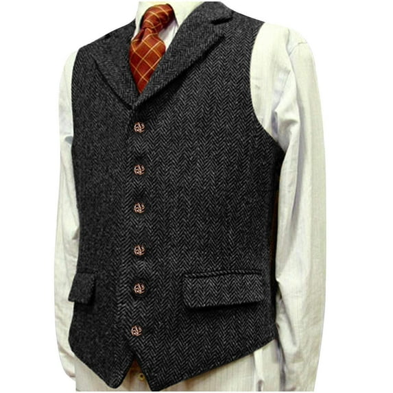Mens Suit Vests Sleeveless Button-Down V Neck Collared Business Work Waistcoats Formal Dress Solid Slim Vests for Suits or Tuxedos