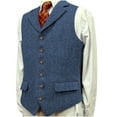 thumbnail image 1 of Mens Suit Vests Sleeveless Button-Down V Neck Collared Business Work Waistcoats Formal Dress Solid Slim Vests for Suits or Tuxedos, 1 of 5