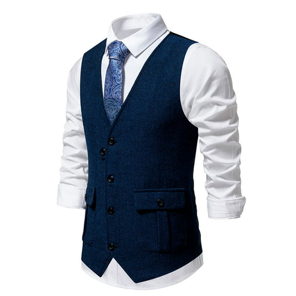 Mens Suit Vests with Pockets Dress Slim Business Work Waistcoats Solid Sleeveless Button Up V Neck Vest for Wedding Tuxedos 2025