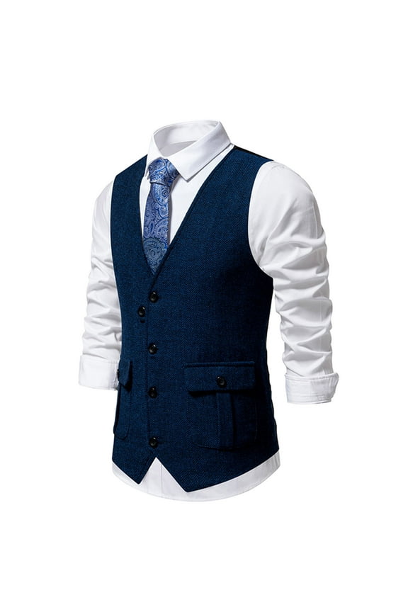 Mens Suit Vests with Pockets Dress Slim Business Work Waistcoats Solid Sleeveless Button Up V Neck Vest for Wedding Tuxedos 2025