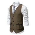 thumbnail image 1 of Mens Suit Vests with Pockets Dress Slim Business Work Waistcoats Solid Sleeveless Button Up V Neck Vest for Wedding Tuxedos 2025, 1 of 8