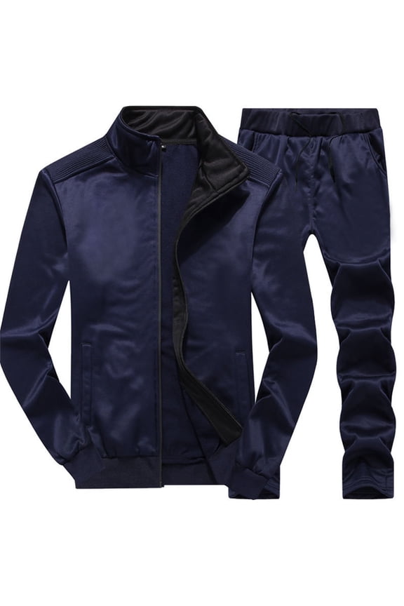 Mens Suits Casual Track Full Zip Running Jogging Sports Jacket and Pants Set