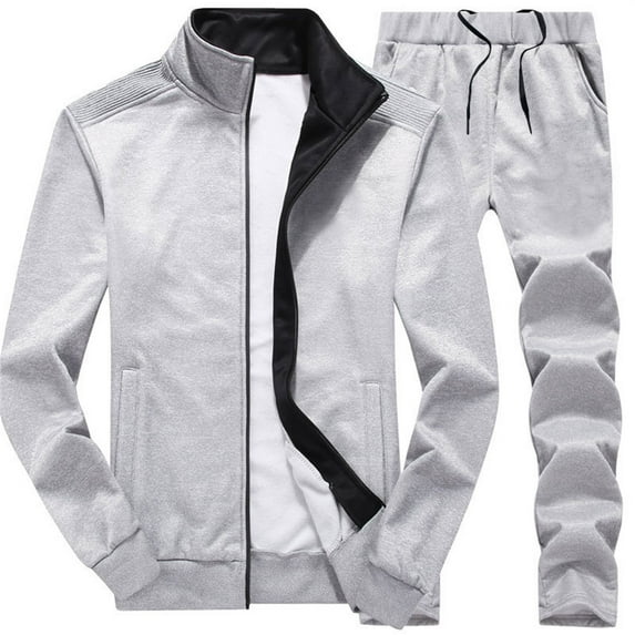 Mens Suits Casual Track Full Zip Running Jogging Sports Jacket and Pants Set