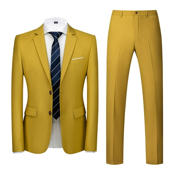 Mens Suits Regular Slim Fit Suit Set One Button Blazer Jacket Pants Tuxedo Set for Party Wedding Business Prom