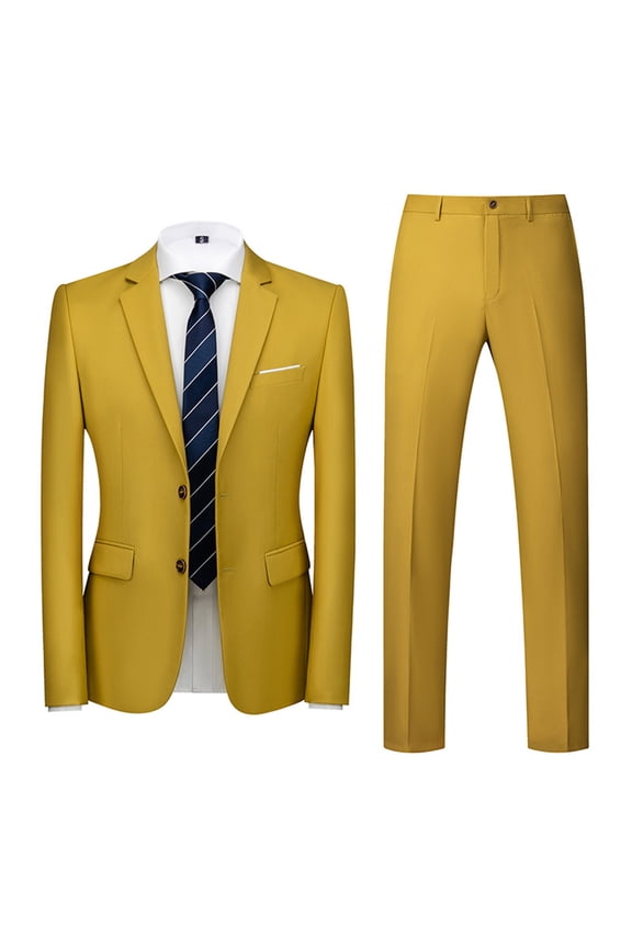 Mens Suits Regular Slim Fit Suit Set One Button Blazer Jacket Pants Tuxedo Set for Party Wedding Business Prom