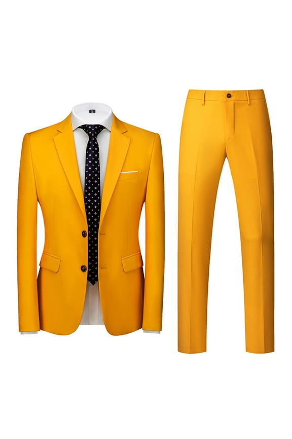 Mens Suits Regular Slim Fit Suit Set One Button Blazer Jacket Pants Tuxedo Set for Party Wedding Business Prom