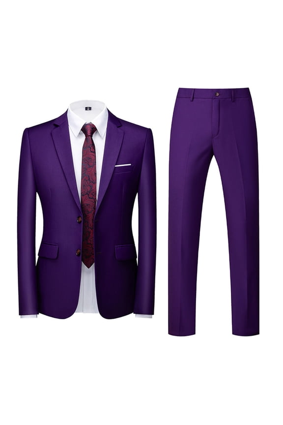 Mens Suits Regular Slim Fit Suit Set One Button Blazer Jacket Pants Tuxedo Set for Party Wedding Business Prom