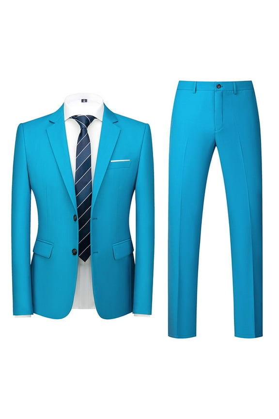 Mens Suits Regular Slim Fit Suit Set One Button Blazer Jacket Pants Tuxedo Set for Party Wedding Business Prom