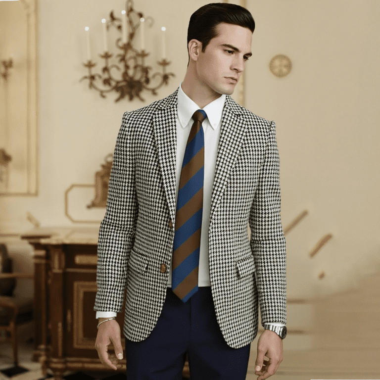 YAOLAN Men's Houndstooth Slim Fit Suits, Wedding Formal Tuxedos