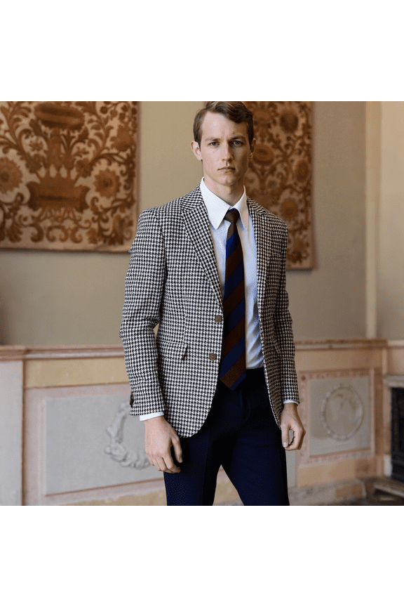 Mens Suits Slim Fit Houndstooth Jacket Father's Day Gifts Groom Wedding Formal Tuxedos