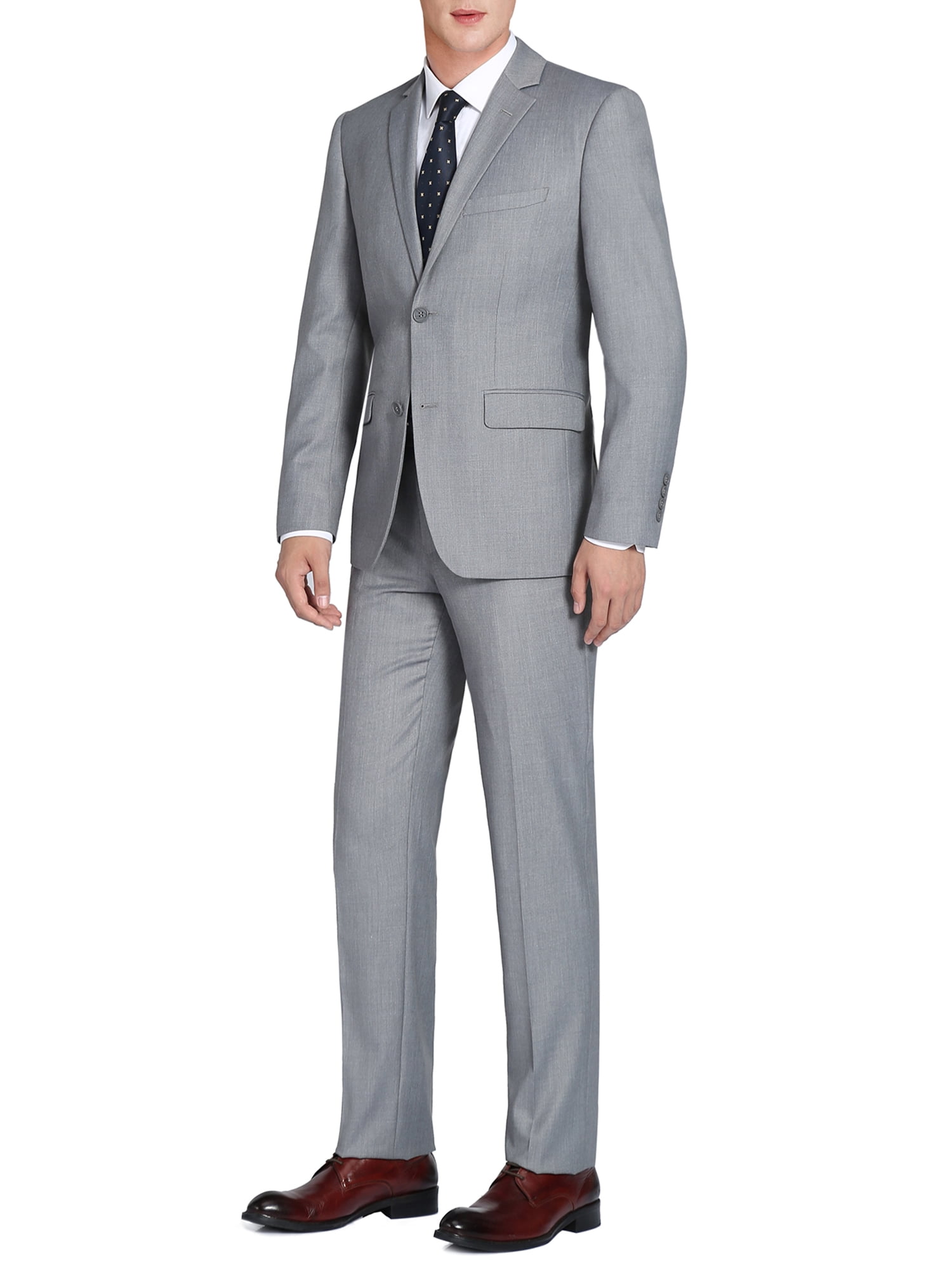 Mens Suits Solid Two Piece Classic Fit 2 Button Notch Lapel Business Dress Suit for Men
