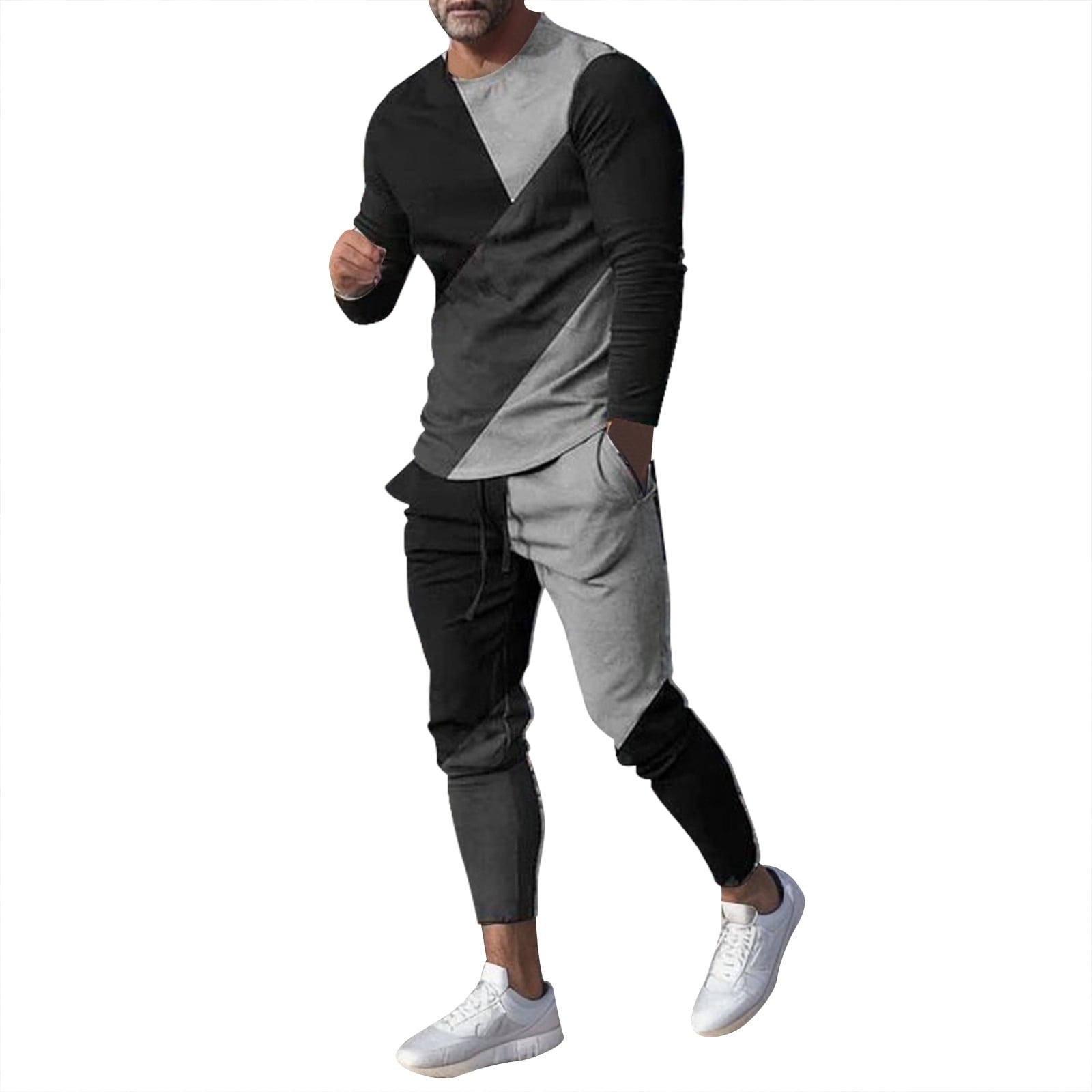 Mens Suits Track 2 Piece Sweat Long Sleeve Pullover for Sports Casual ...