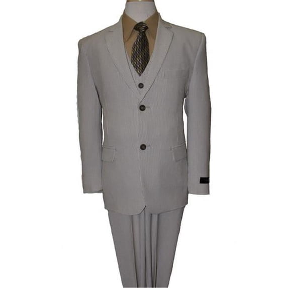 Mens Suits Windowpane 2 Button Vested Notch Lapel Boys Suits Tan - 4