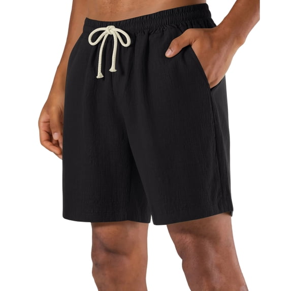 Mens Summer Beach Shorts Drawstring Elastic Waist Casual Shorts Loose Fit Breathable Running Shorts