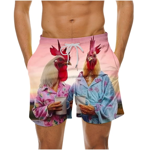 Mens Summer Beach Shorts Novelty Print Casual Loose Shorts on Clearance Multicolor,M