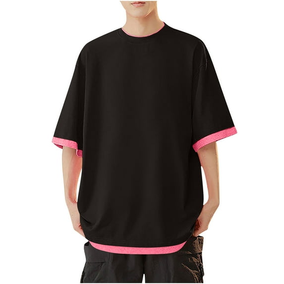 Mens Summer Button Down Shirts Men Blue T Shirt Mens Vacation Shirts Short Sleeve Fashion Shirts Tees for Men Mens Short Sleeve T Shirts Loose Fit