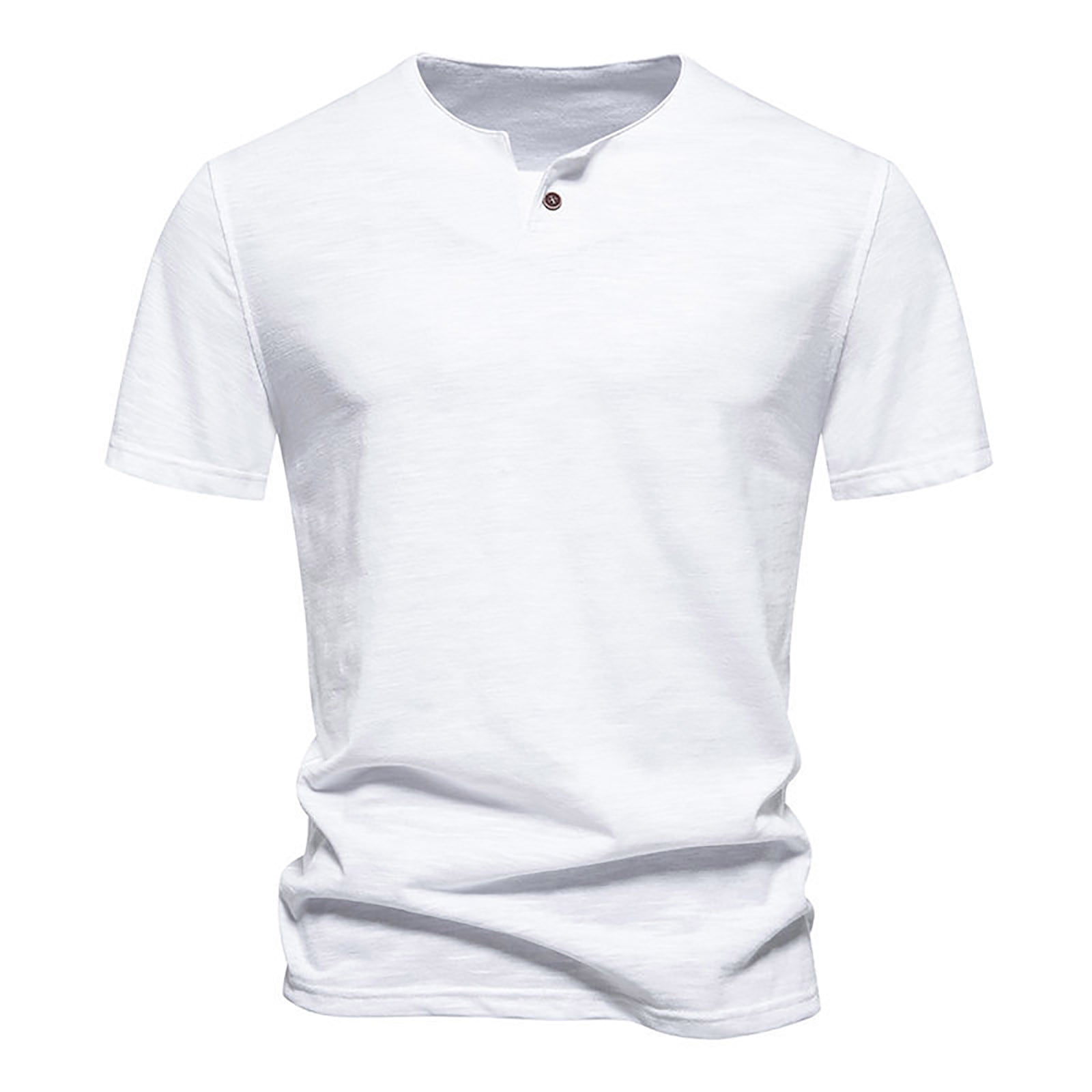 Mens Summer Casual Short Sleeve Henleys T-Shirt Single Button Placket ...