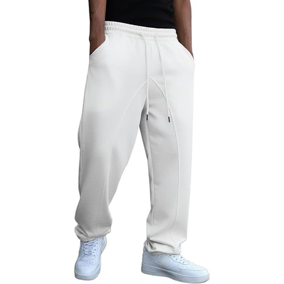 Mens Summer Casual Sweatpants Drawstring Elastic Waist Pockets Solid Color Fashion Streetwear Pants Fathers Gift
