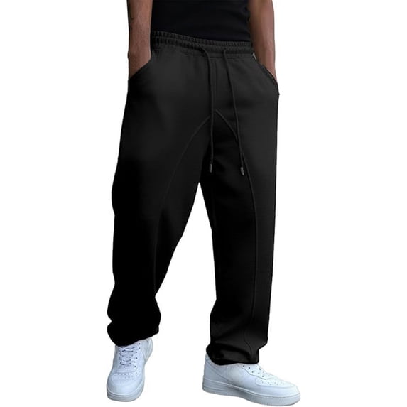 Mens Summer Casual Sweatpants Drawstring Elastic Waist Pockets Solid Color Fashion Streetwear Pants Fathers Gift